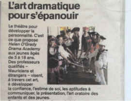 Wow! Helen O’Grady Drama Academy gets newspaper coverage in French!